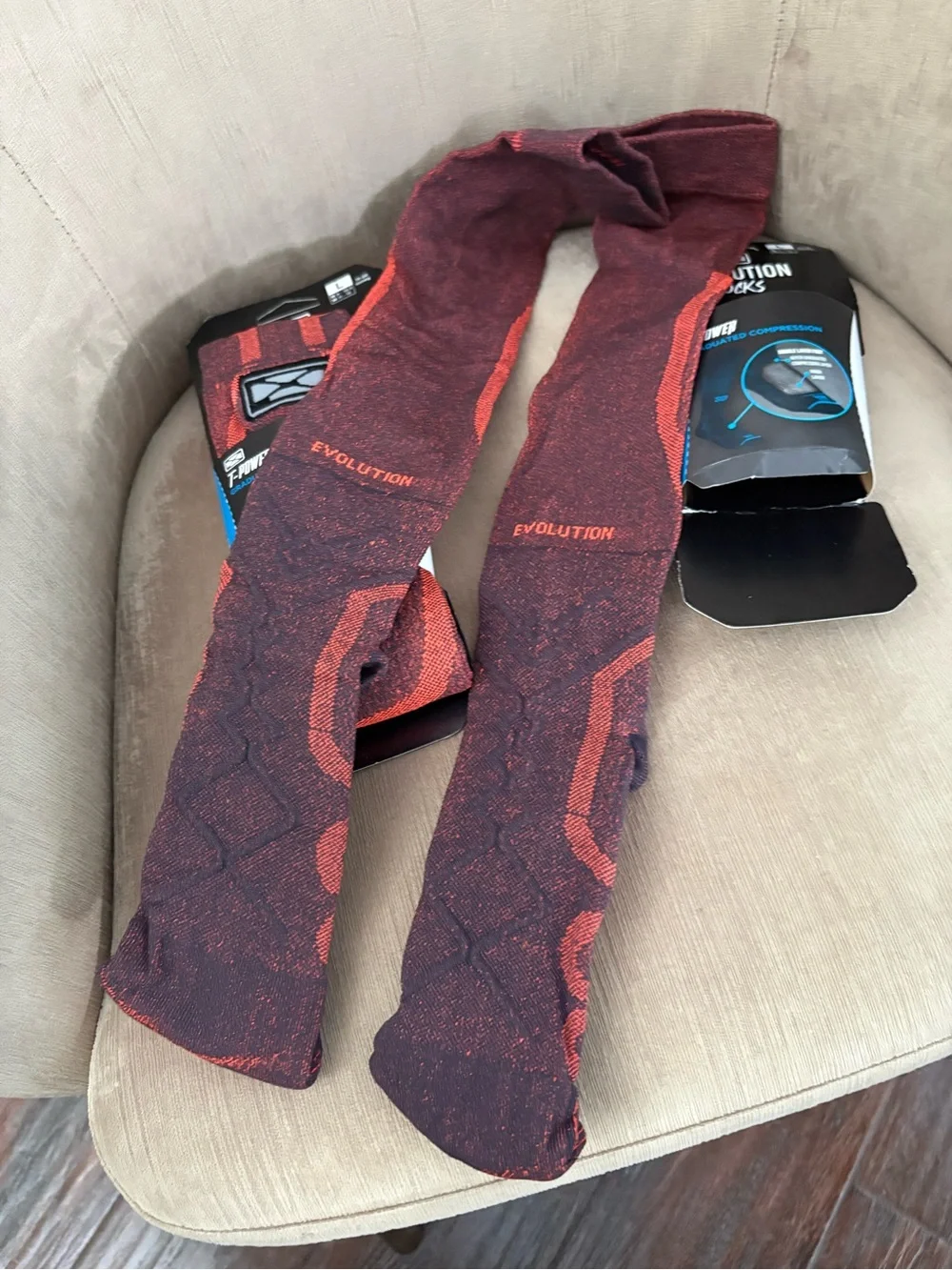 T-power Evolution Socks Graduated Compression L set 2 Black/Orange Microfiber